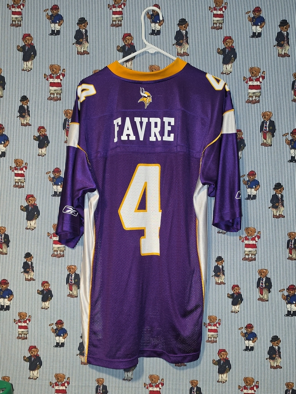 Vtg Reebok Brett Favre #4 Minnesota Vikings Purple Football Jersey Large